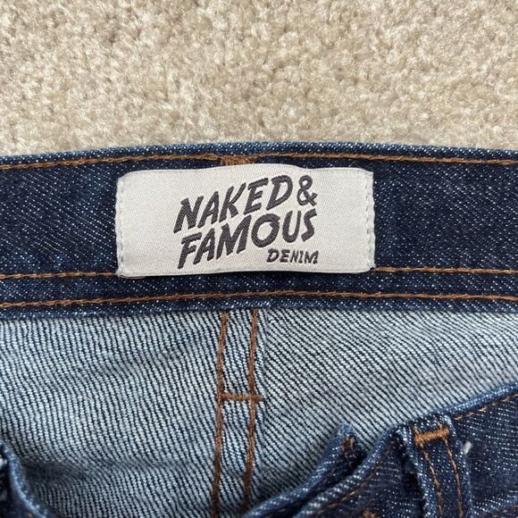 Naked Famous Jeans Mens 33x27 Weird Guy Stretch Selvedge Denim Blue Preppy - Picture 3 of 8